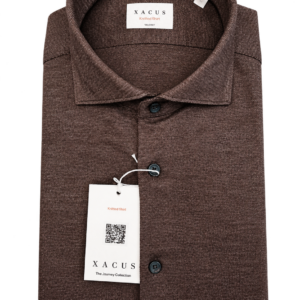 Camicia Xacus tessuto tecnico Active effetto Jersey marrone melange